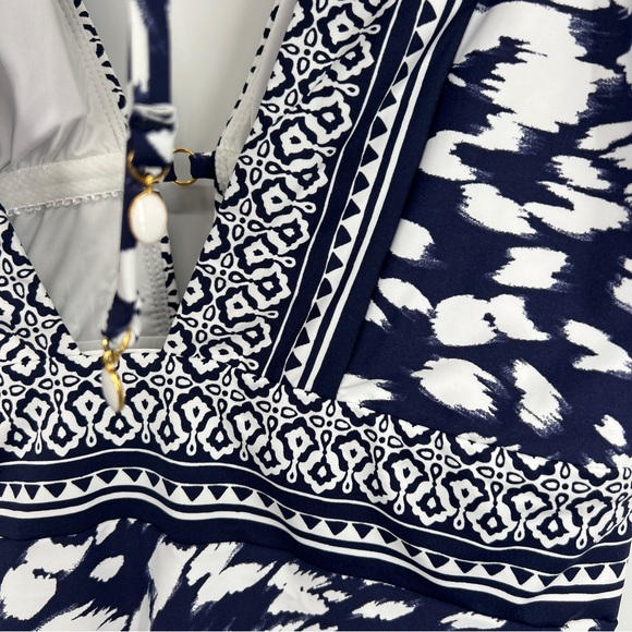 La Blanca Woman's Changing Tides Plunge One Piece Swimsuit in Indigo Blue New - Picture 7 of 14